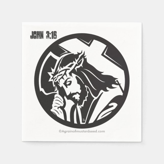 Serviettes Jetables Jésus et la croix chrétienne (Devant)
