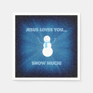 Serviettes Jetables Jésus vous aime neigent beaucoup ! Bleu chrétien