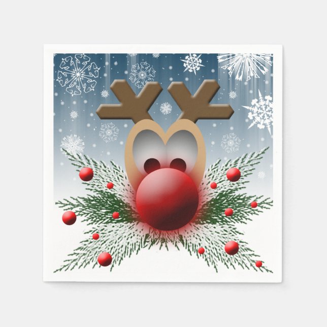 Serviettes Jetables Joli Noël Reindeer Flammes de neige (Devant)