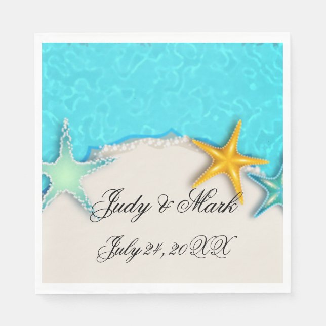 Serviettes Jetables Joli Starfish Summer Beach Papier serviettes (Devant)
