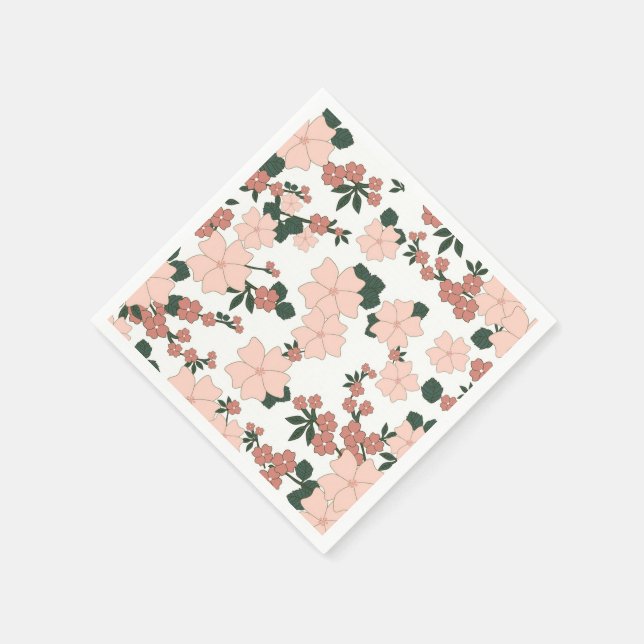 Serviettes Jetables Jolie Pêche Florale (Coin)