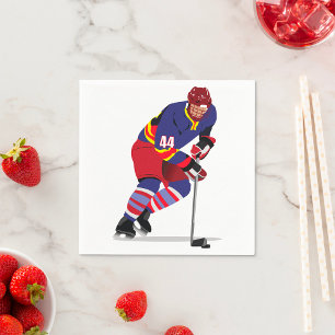 Serviettes Jetables Joueuse de hockey sur glace en action Équipe rouge