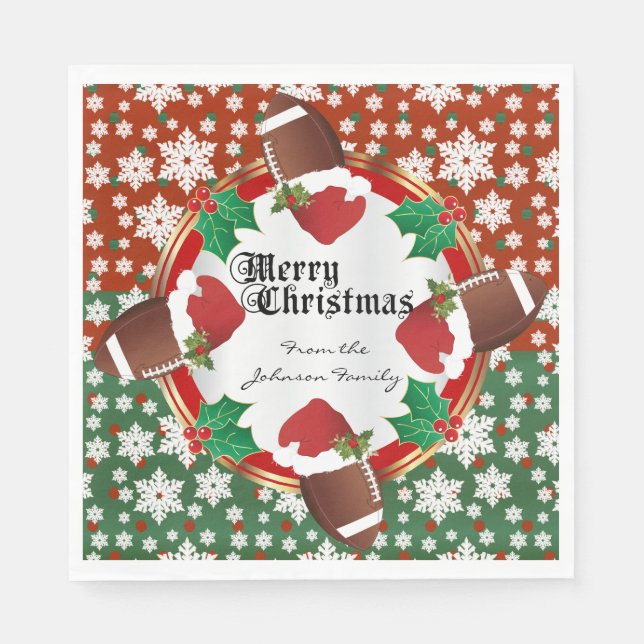 Serviettes Jetables Joyeux amateurs de football de Noël (Devant)