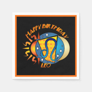 Serviettes Jetables Joyeux anniversaire Leo Zodiac Signal de naissance