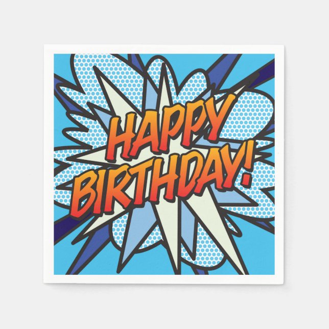 Serviettes Jetables Joyeux anniversaire Modern Fun Bleu (Devant)