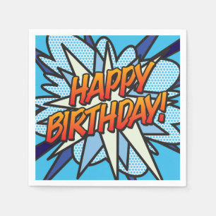 Serviettes Jetables JOYEUX ANNIVERSAIRE Moderne Fun Blue
