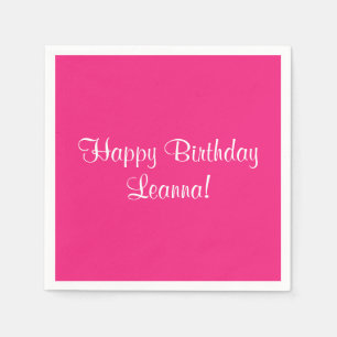 Serviettes Jetables Joyeux anniversaire rose Leanna (nommé)