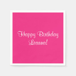 Serviettes Jetables Joyeux anniversaire rose (nom) Leanna