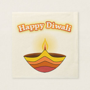 Serviettes Jetables Joyeux Diwali et lampe Diya