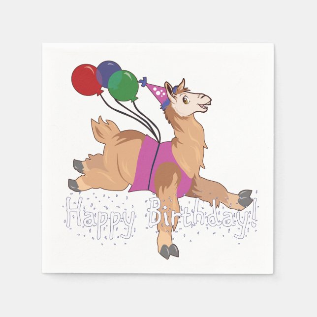 Serviettes Jetables Joyeux Llama d'anniversaire ! (Devant)