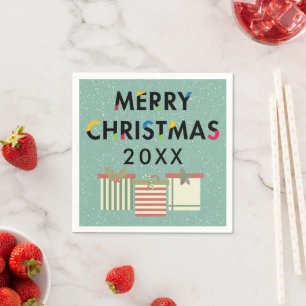 Serviettes Jetables Joyeux Noël 20XX Modèle boîtes cadeaux