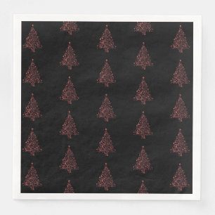 Serviettes Jetables Joyeux Noël Arbre Motif Rouge Noir Élégant
