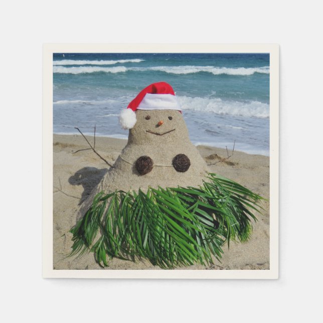 Serviettes Jetables Joyeux Noël Mele Kalikimaka Sandman Snowman (Devant)