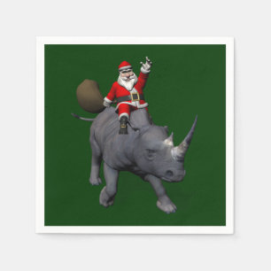 Serviettes Jetables Joyeux Noël On Rhino Rhinoceros