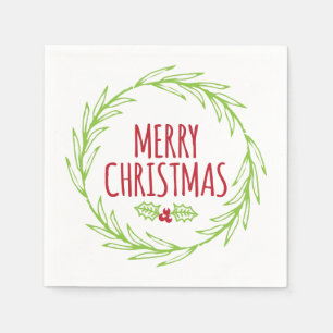Serviettes Jetables Joyeux Noël Wreath Holiday Napkins