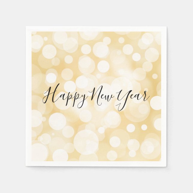 Serviettes Jetables Joyeux Nouvel An Gold Polka Dot Holiday Napkin (Devant)
