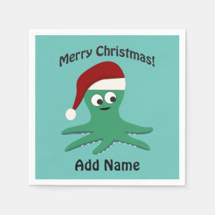 Serviettes Jetables Joyeux poulpe de Noël