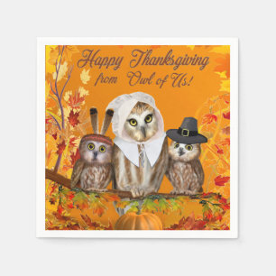 Serviettes Jetables Joyeux Thanksgiving de la part de notre hibou !