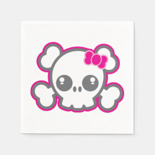 Serviettes Jetables Kawaii Pink Ribbon Skull Napkins