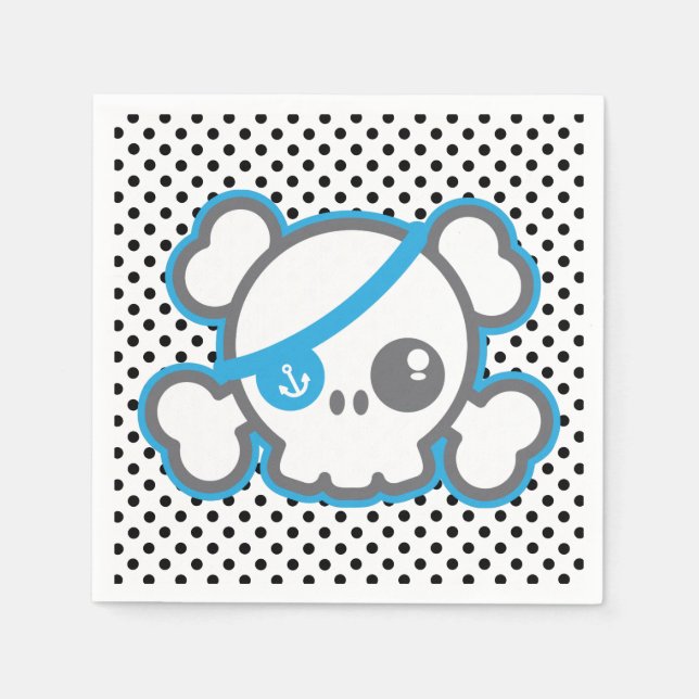 Serviettes Jetables Kawaii Pirate Skull Napkins (Devant)