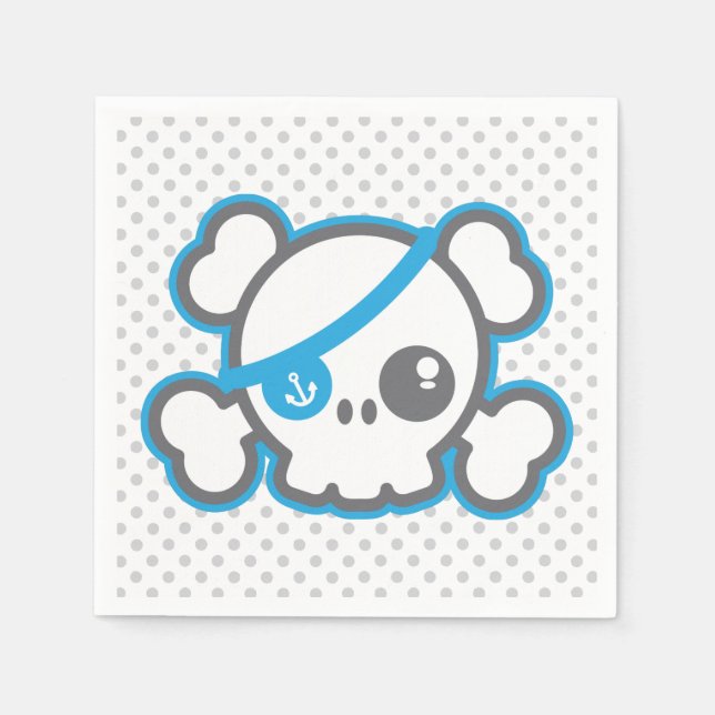 Serviettes Jetables Kawaii Pirate Skull Napkins (Devant)