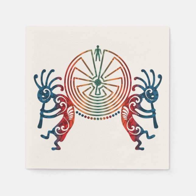 Serviettes Jetables KOKOPELLI / L'HOMME DANS LE MAZE + vos idées (Devant)