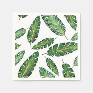 Serviettes Jetables La banane d'aquarelle part du motif tropical d'ét