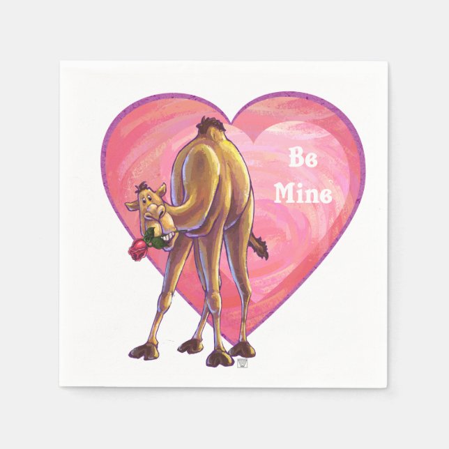 Serviettes Jetables La Saint-Valentin au chameau (Devant)