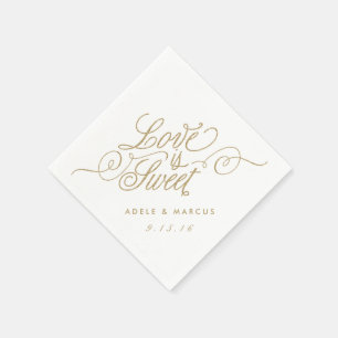 Serviettes Jetables "L'amour est doux" Mariage de Parties scintillant