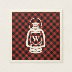 Serviettes Jetables Lanterne de monogramme de plaid de Buffalo