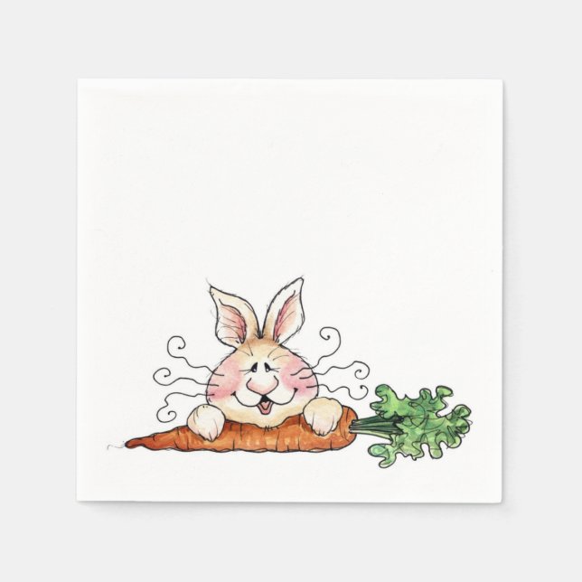 Serviettes Jetables Lapin affamé (Devant)