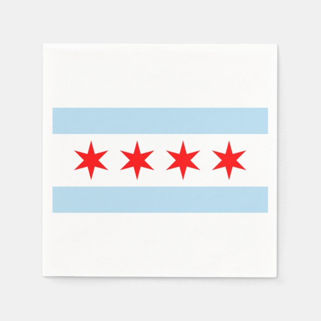 Serviettes Jetables Le drapeau de Chicago (Devant)