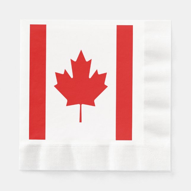Serviettes Jetables Le drapeau de la Feuille d'érable du Canada (Devant)