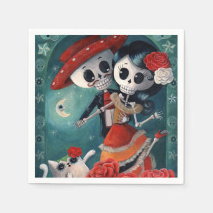 Serviettes Jetables Le jour des amants squelettiques morts