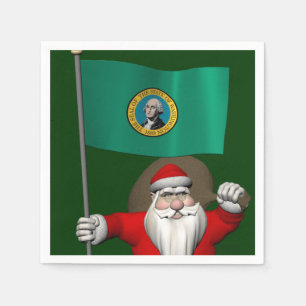 Serviettes Jetables Le Père Noël Avec L'Ensigne De Washington