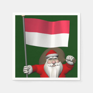 Serviettes Jetables Le Père Noël Avec L'Ensigne D'Indonésie