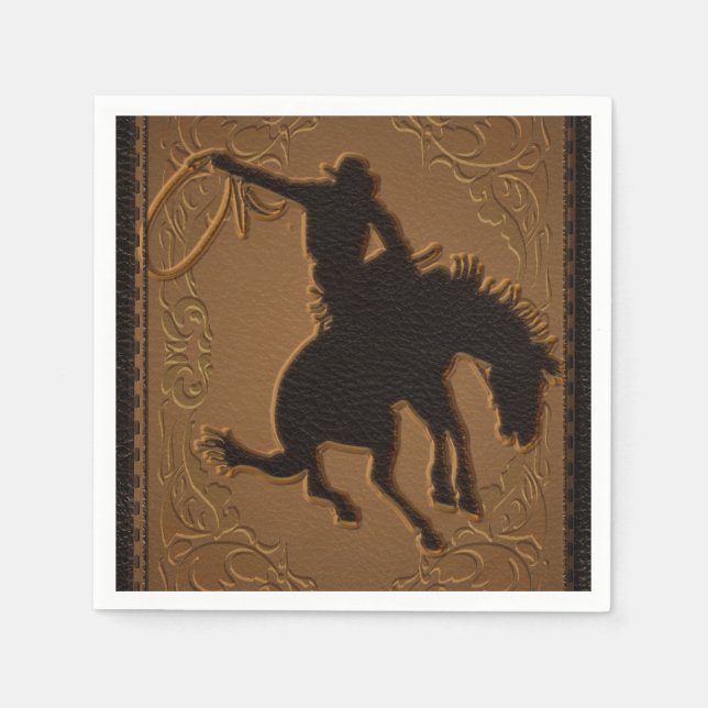 Serviettes Jetables Leather Western Wild West Cowboy fête d'anniversai (Devant)
