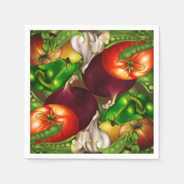 Serviettes Jetables Légumes et herbes Aliments Légumes biologiques (Devant)
