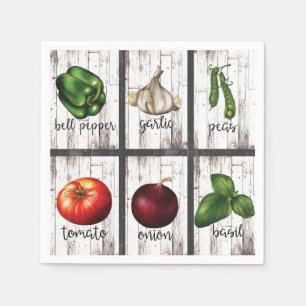 Serviettes Jetables Légumes & Herbes Cuisine Rustique Moderne Art Culi