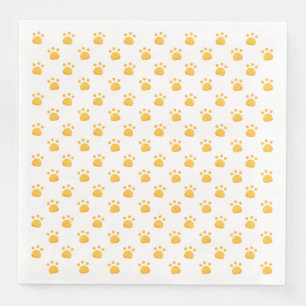 Serviettes Jetables Les empreintes de pattes modèlent jaune-orange
