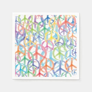 Serviettes Jetables Les nombreuses couleurs des signes de paix