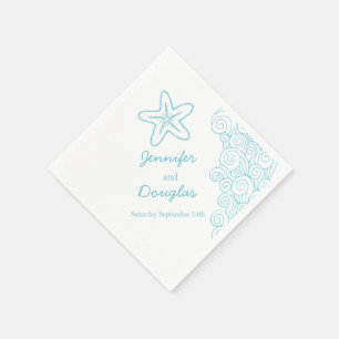 Serviettes Jetables l'étoile de mer mariage tourbillon aqua papier bla