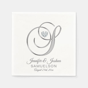 Serviettes Jetables Lettre monographique personnalisée S Mariage blanc