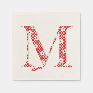 Serviettes Jetables LETTRE Motif Fleur M(rouge)