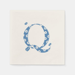 Serviettes Jetables LETTRE Motif Fleur Q(bleu)