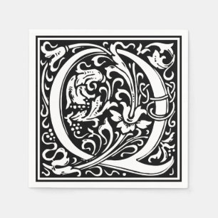 Serviettes Jetables Lettre Q Monogramme médiéval Art Nouveau