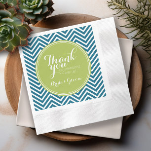 Serviettes Jetables Lime Green et Turquoise Chevron Motif Monogramme
