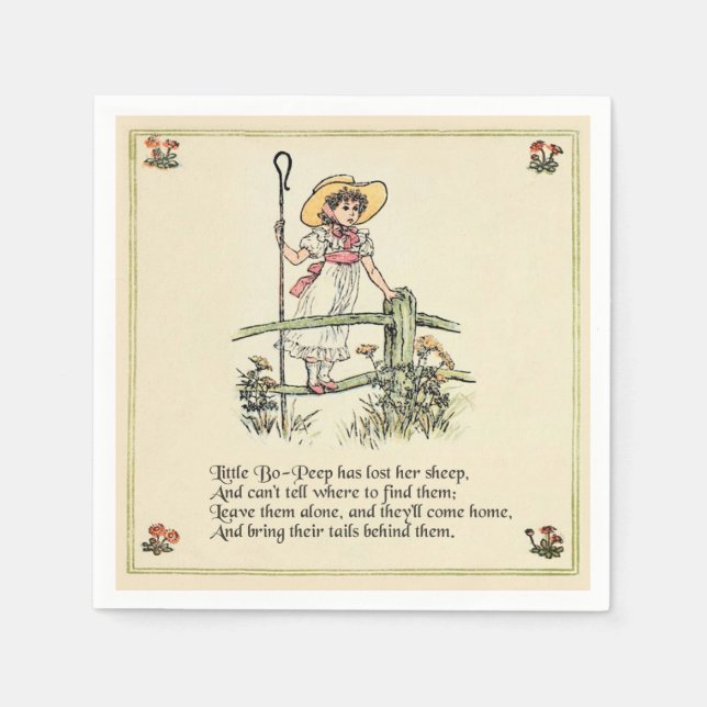 Serviettes Jetables Little Bo-Peep : Pépinière classique Kate Greenawa (Devant)