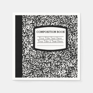Serviettes Jetables Livre de composition personnalisé École noire/bl