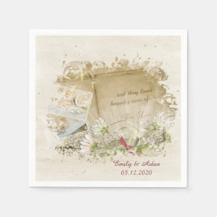 Serviettes Jetables Livre mariage avec marguerites